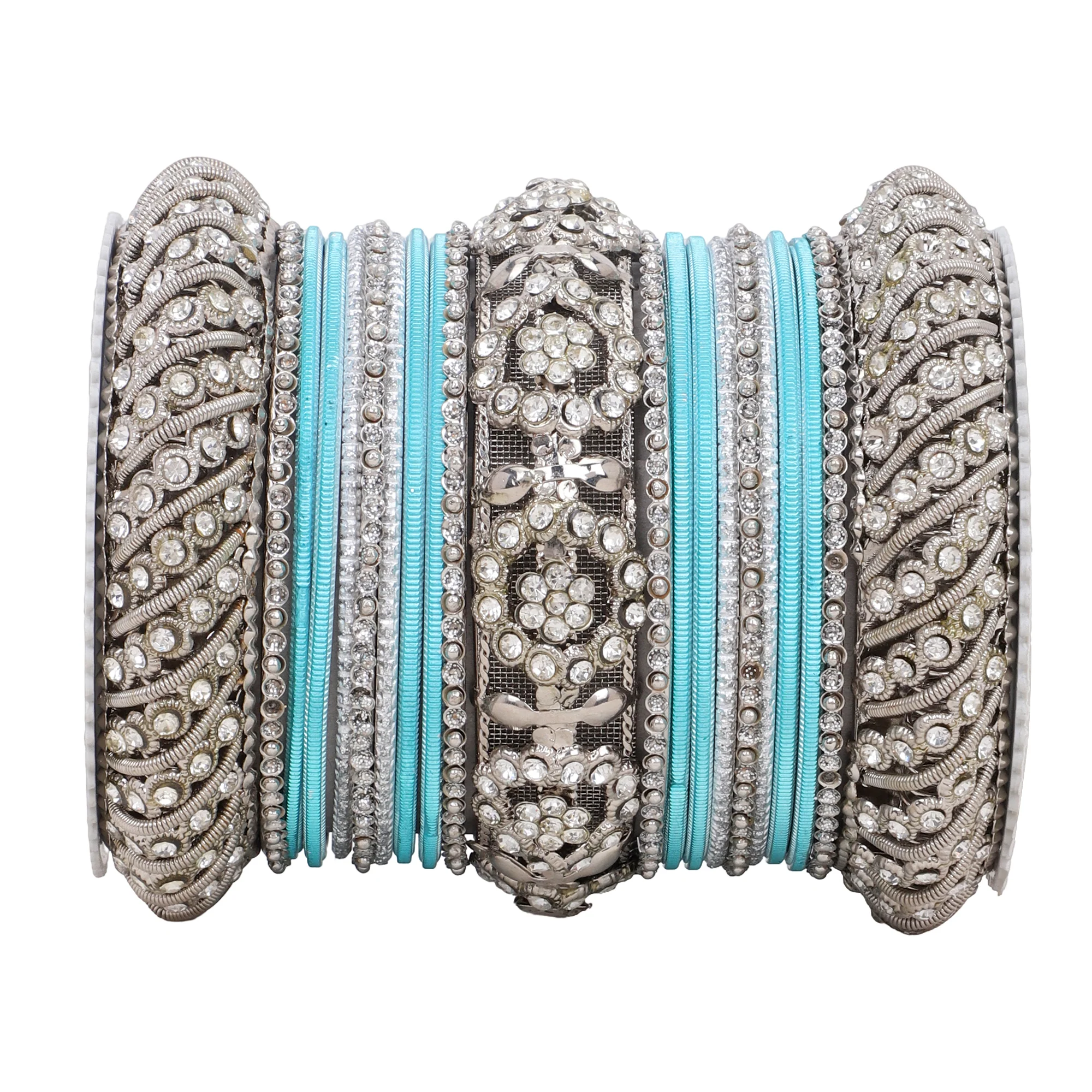 Silver Pacheli Bangle set With Flower center kada by Leshya - Image 7