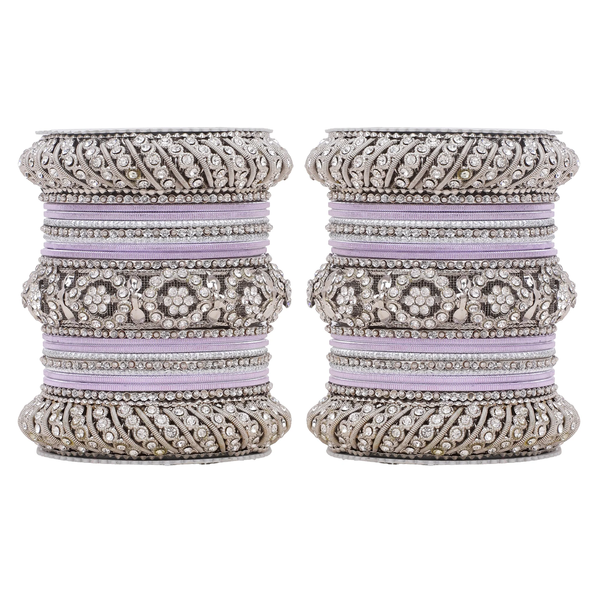 Silver Pacheli Bangle set With Flower center kada by Leshya - Image 8