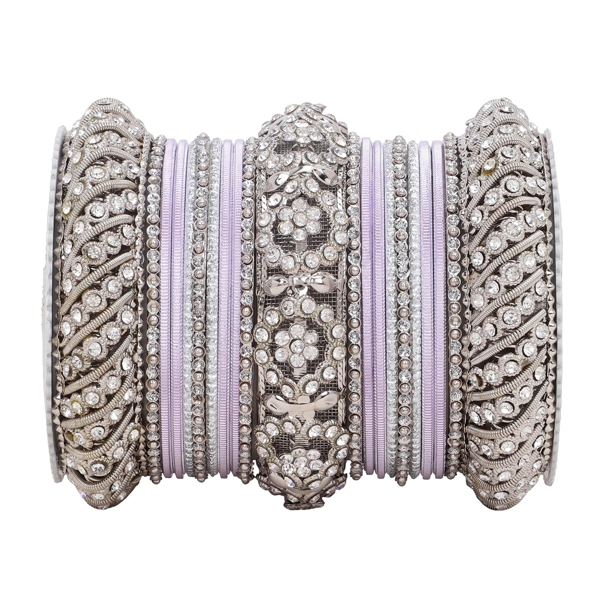 Silver Pacheli Bangle set With Flower center kada by Leshya - Image 9