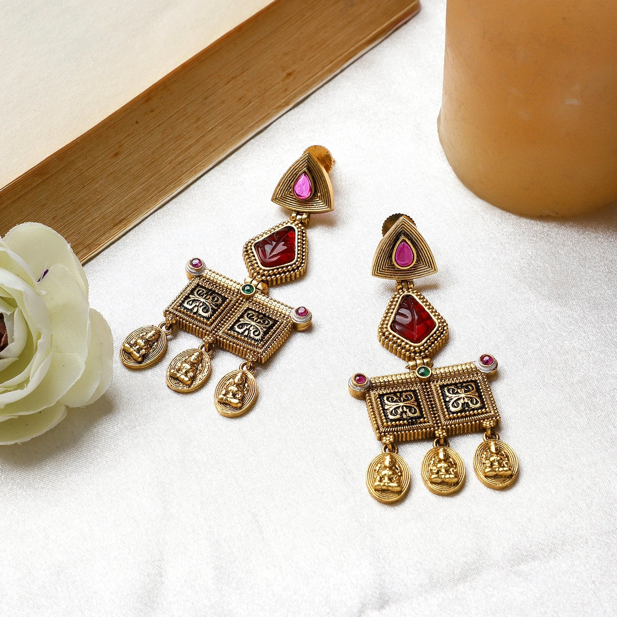 Temple Jewellery Earring with Goddess Symbol Drops by Leshya - Image 3