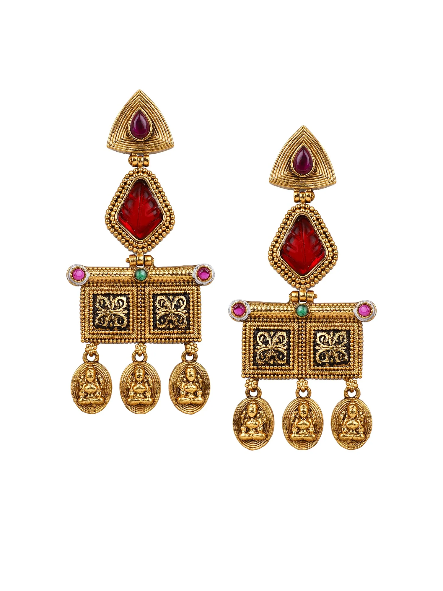 Temple Jewellery Earring with Goddess Symbol Drops by Leshya - Image 4