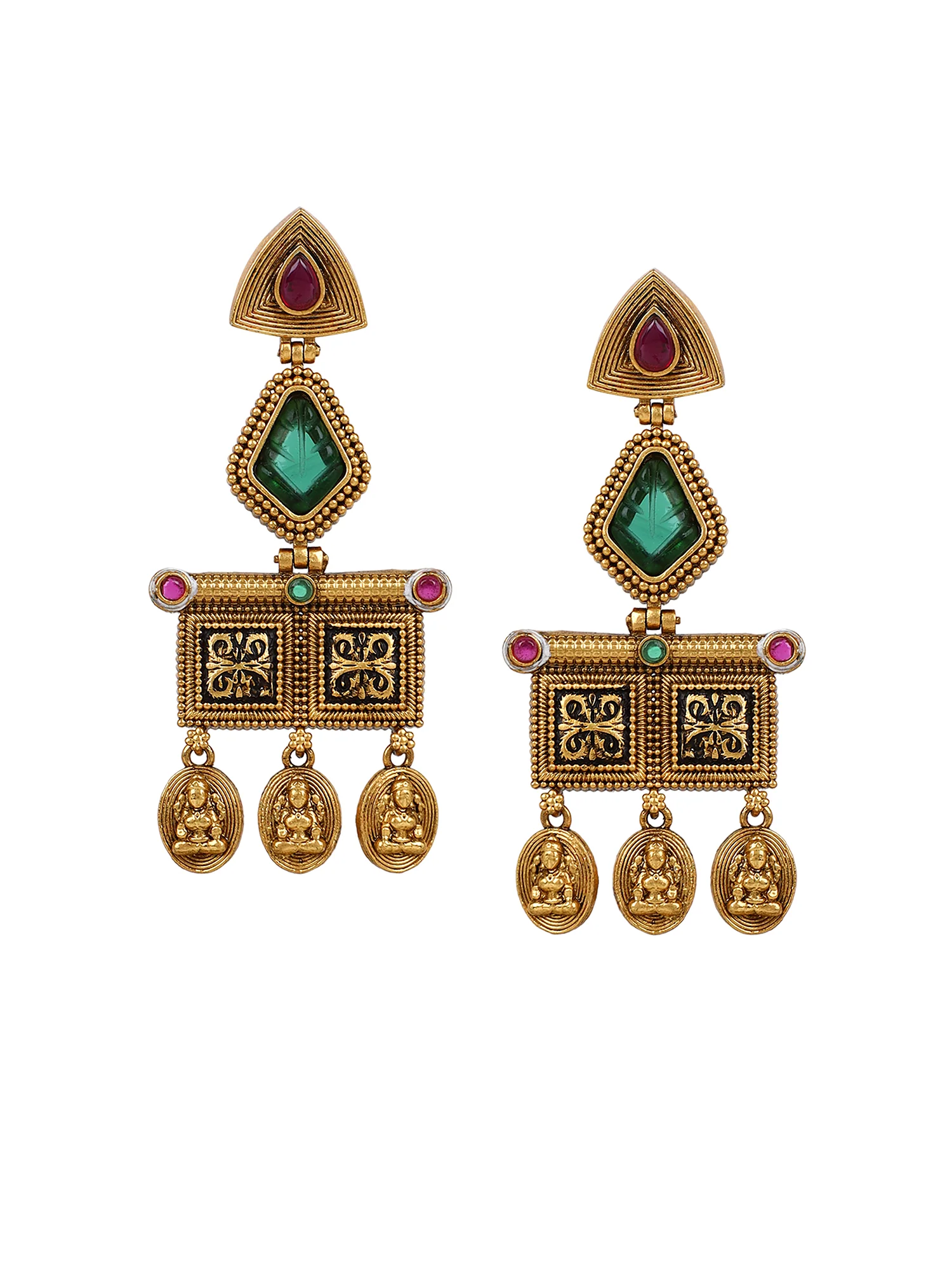 Temple Jewellery Earring with Goddess Symbol Drops by Leshya - Image 4
