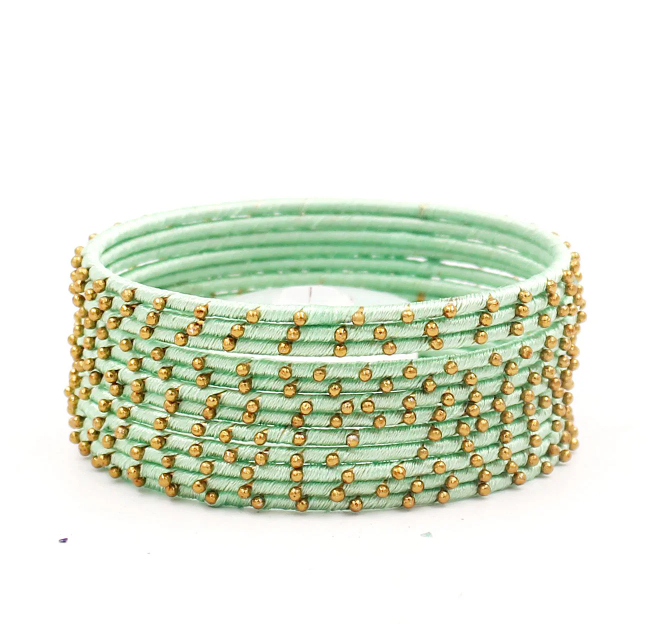 Thread Bangles Set of 12 with golden bearing by Leshya - Image 11