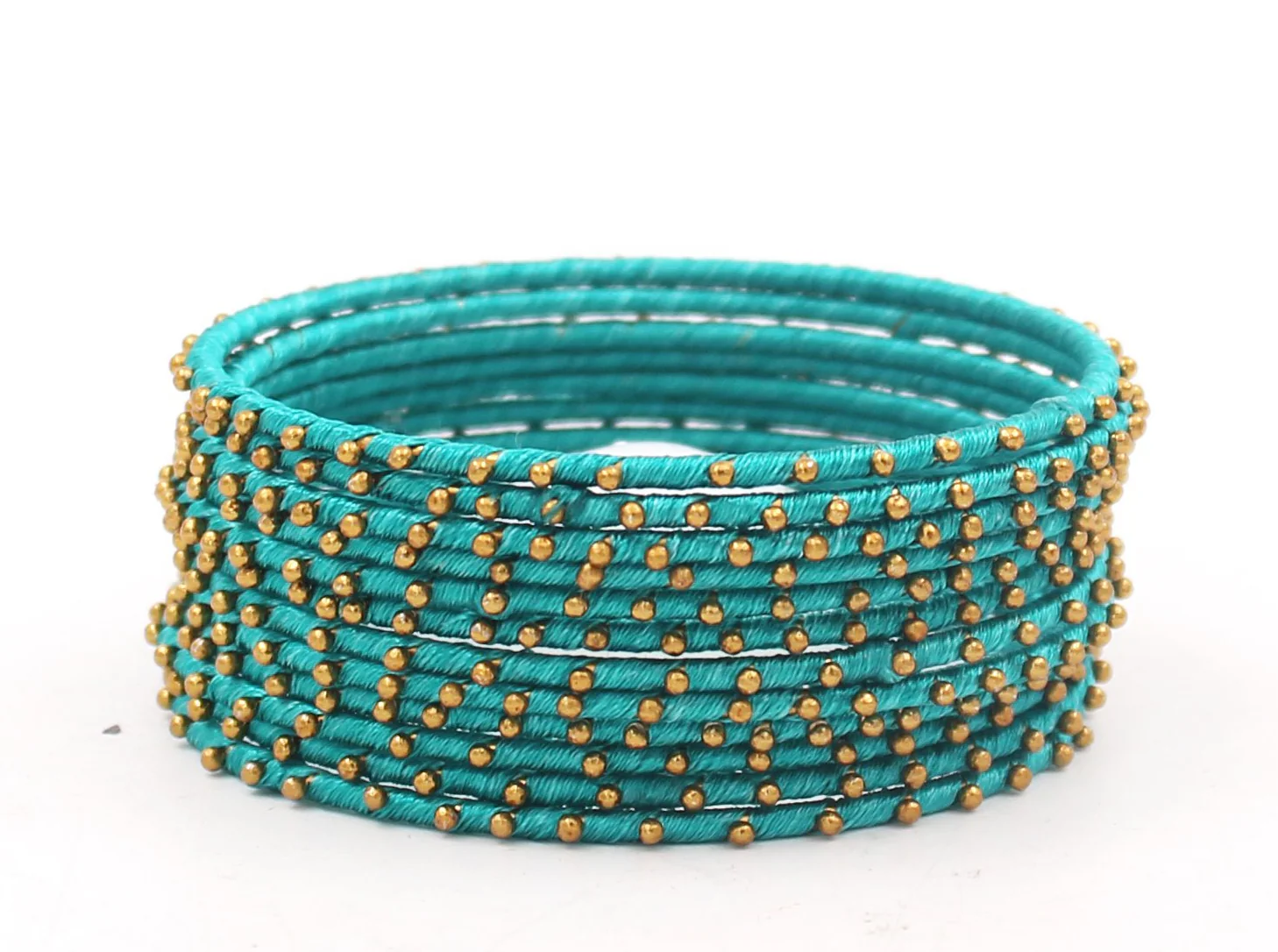 Thread Bangles Set of 12 with golden bearing by Leshya - Image 12