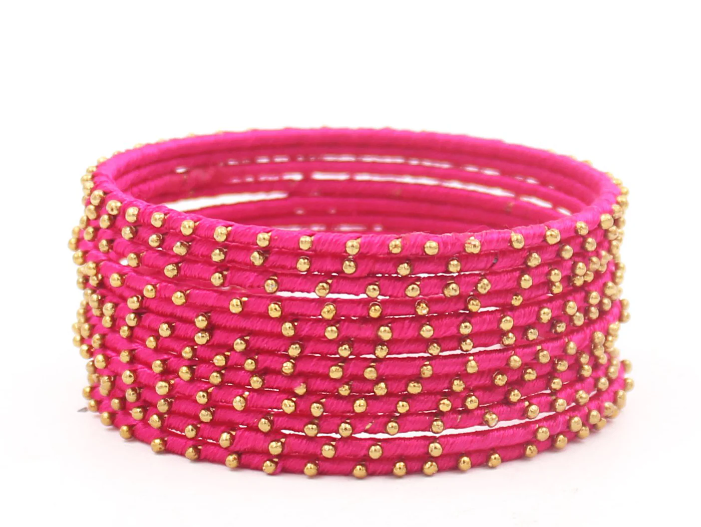 Thread Bangles Set of 12 with golden bearing by Leshya - Image 13