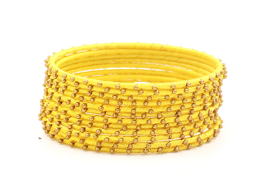 Thread Bangles Set of 12 with golden bearing by Leshya - Image 14