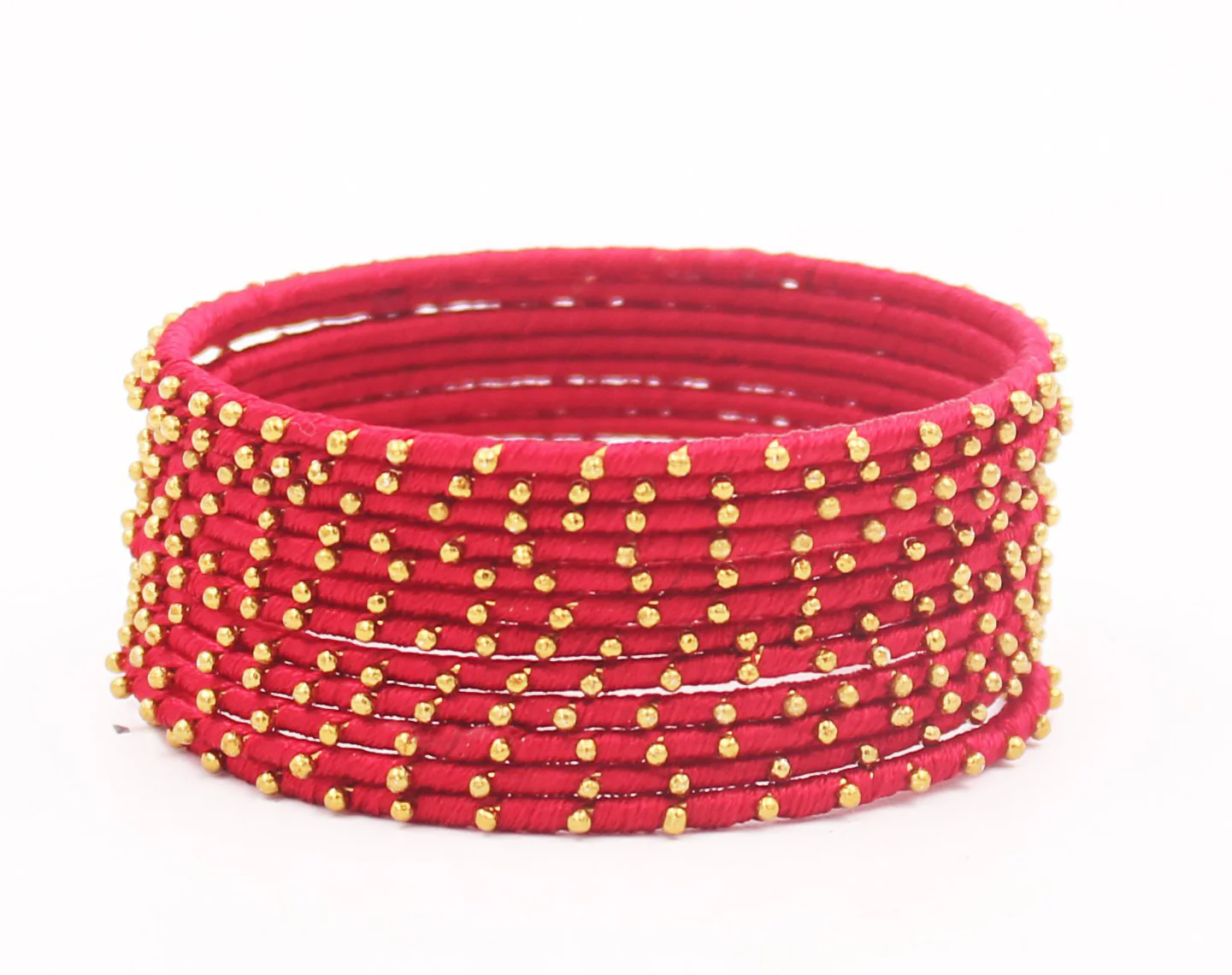 Thread Bangles Set of 12 with golden bearing by Leshya - Image 3