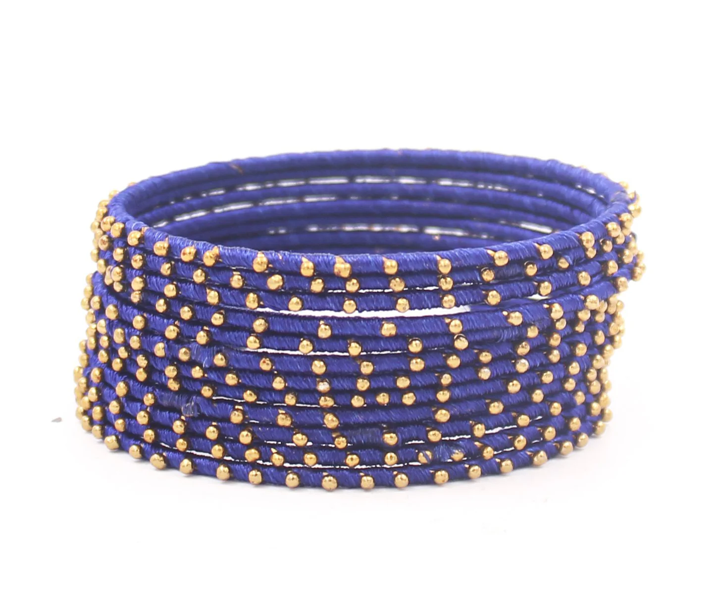 Thread Bangles Set of 12 with golden bearing by Leshya - Image 4
