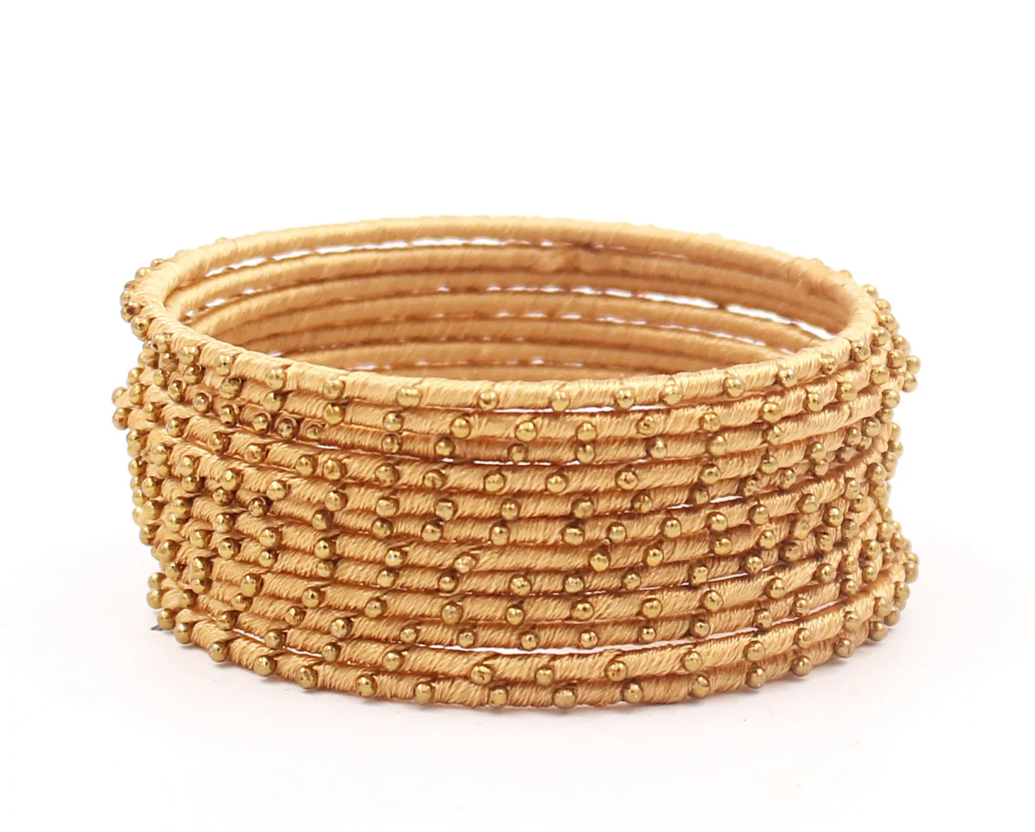 Thread Bangles Set of 12 with golden bearing by Leshya - Image 5