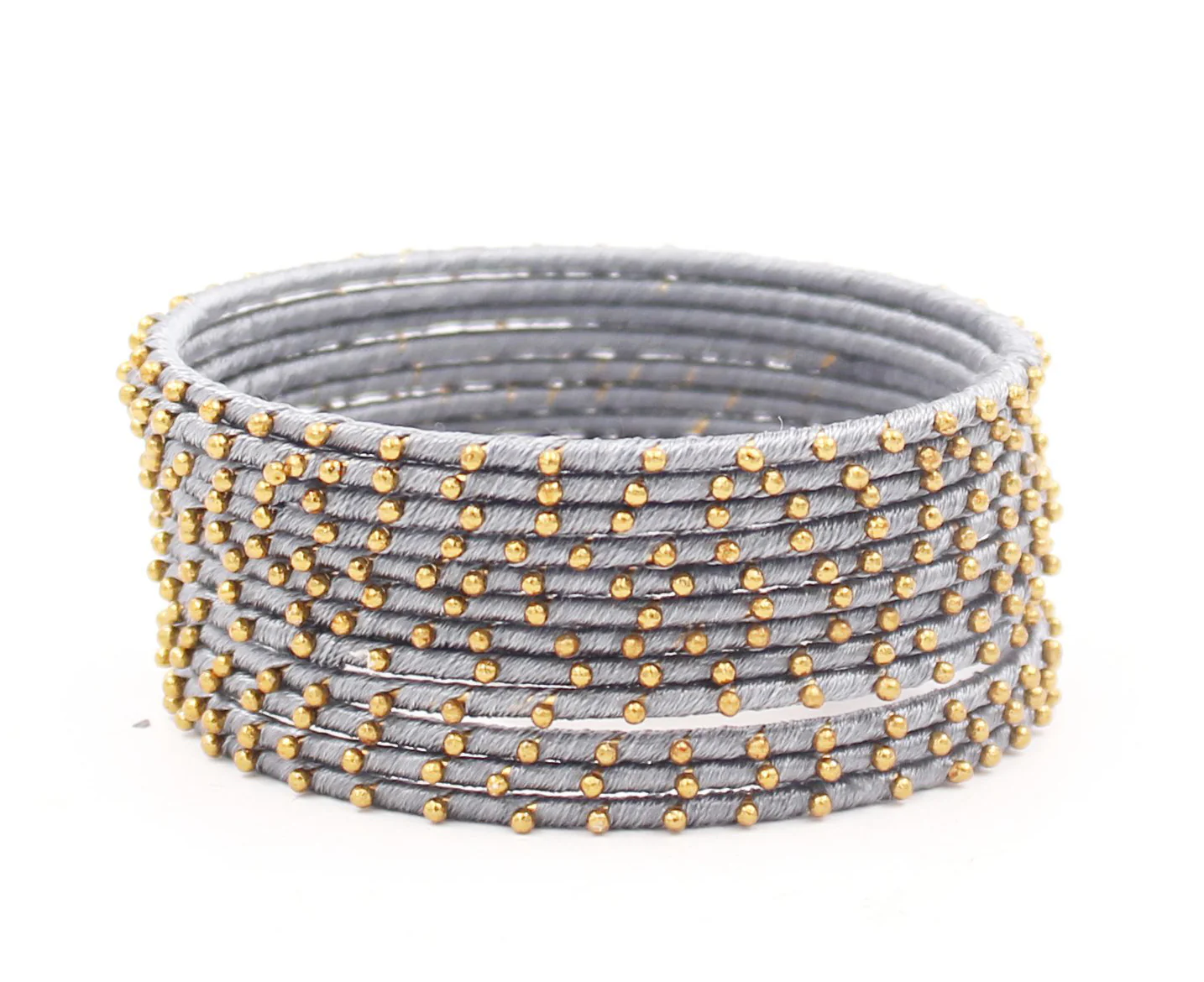 Thread Bangles Set of 12 with golden bearing by Leshya - Image 6