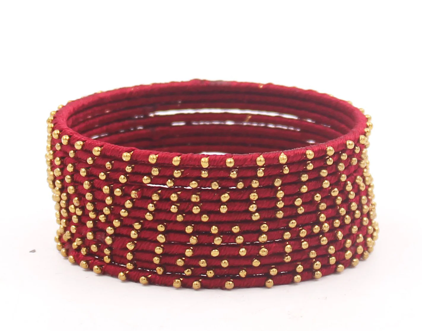 Thread Bangles Set of 12 with golden bearing by Leshya - Image 8