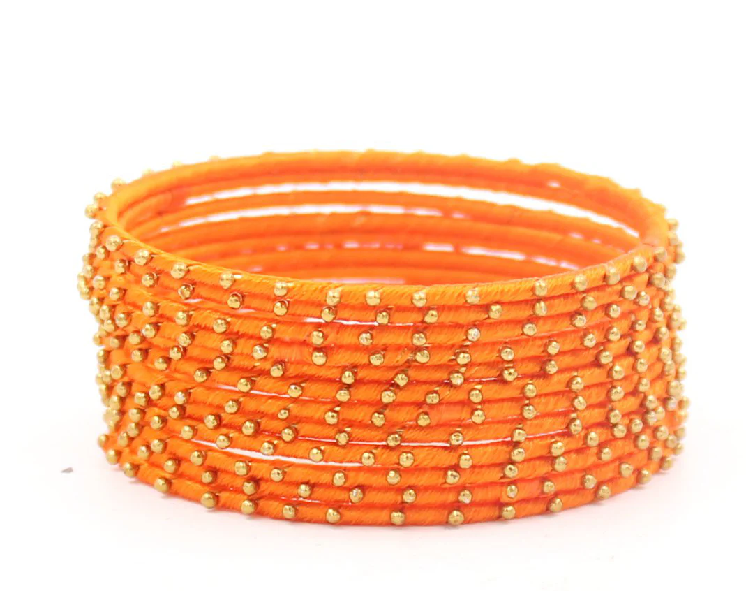 Thread Bangles Set of 12 with golden bearing by Leshya - Image 9