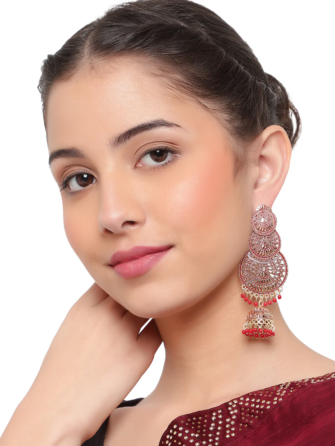 Traditional 3 Tier Jhumki Earring by Leshya - Image 2