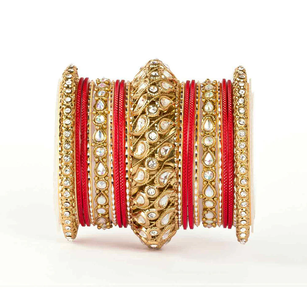 Traditional All Kundan Bangle Set For One Hand - Image 2