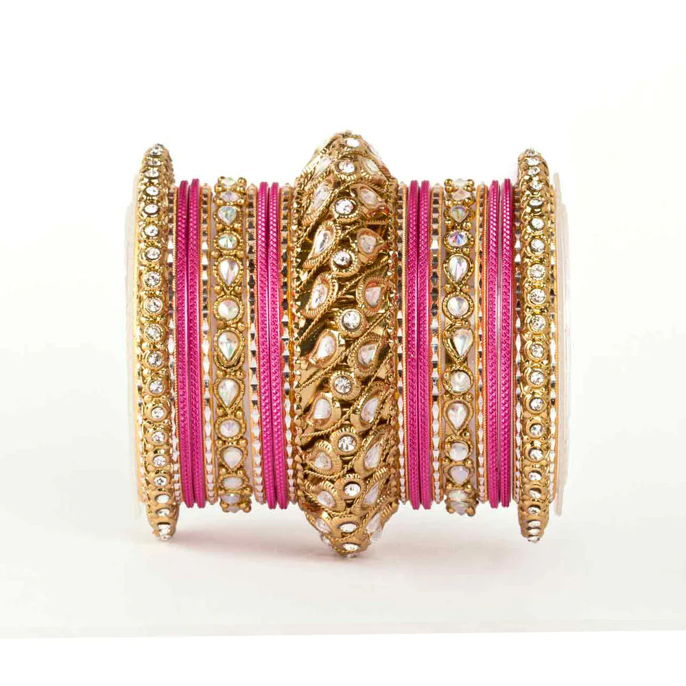 Traditional All Kundan Bangle Set For One Hand - Image 5