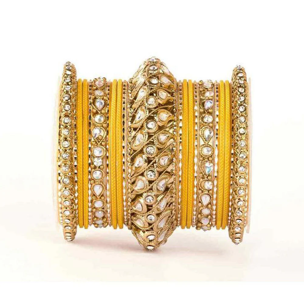 Traditional All Kundan Bangle Set For One Hand - Image 9
