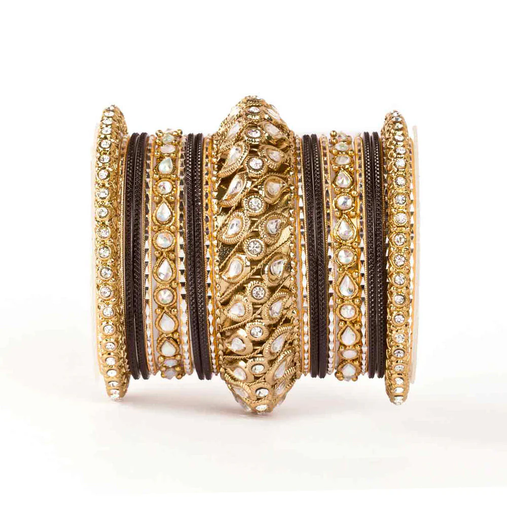 Traditional All Kundan Bangle Set For One Hand - Image 8