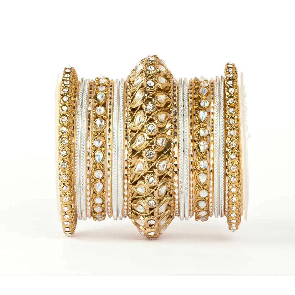 Traditional All Kundan Bangle Set For One Hand - Image 6