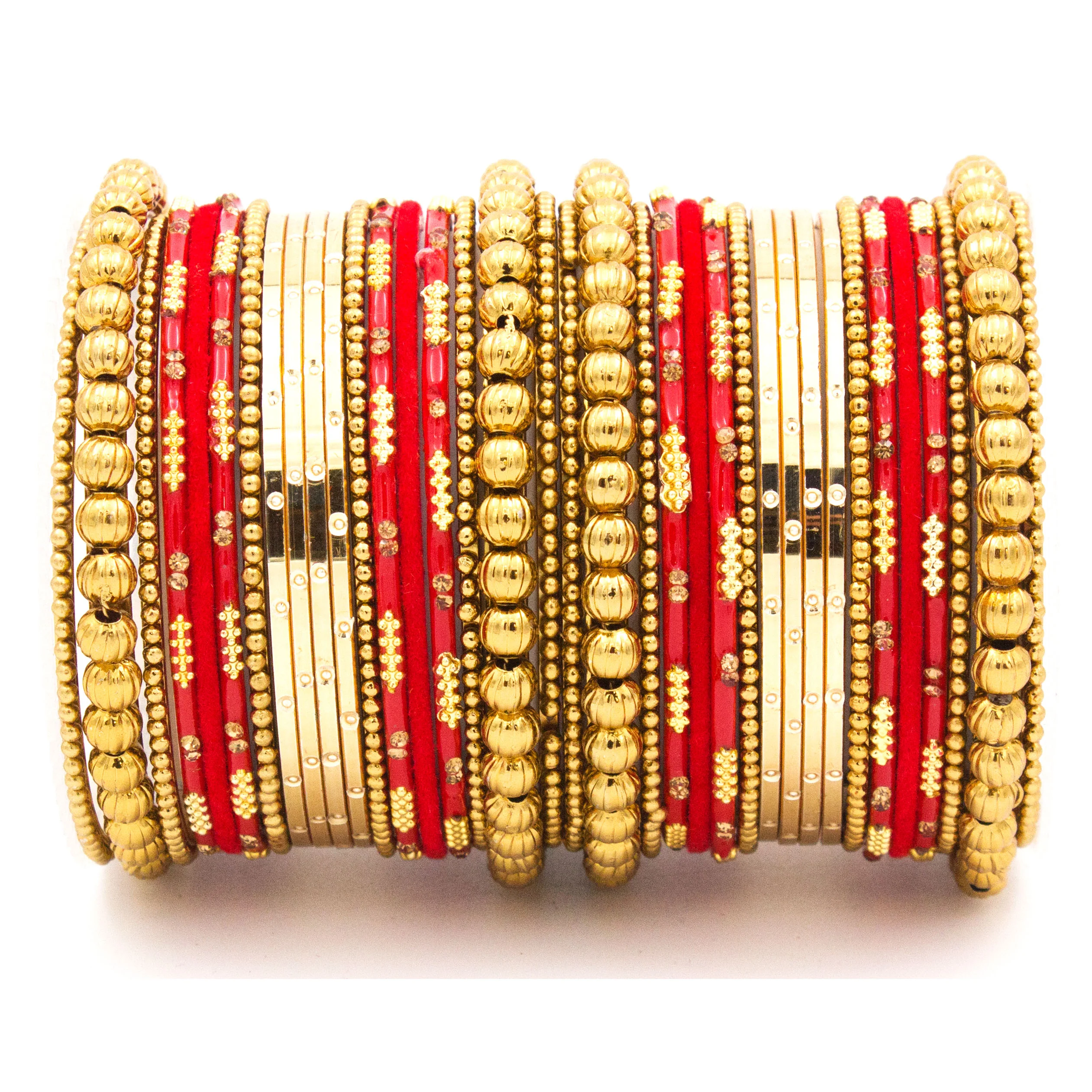 Traditional bangle set for two hands with velvet and meenakari bangles by Leshya - Image 10