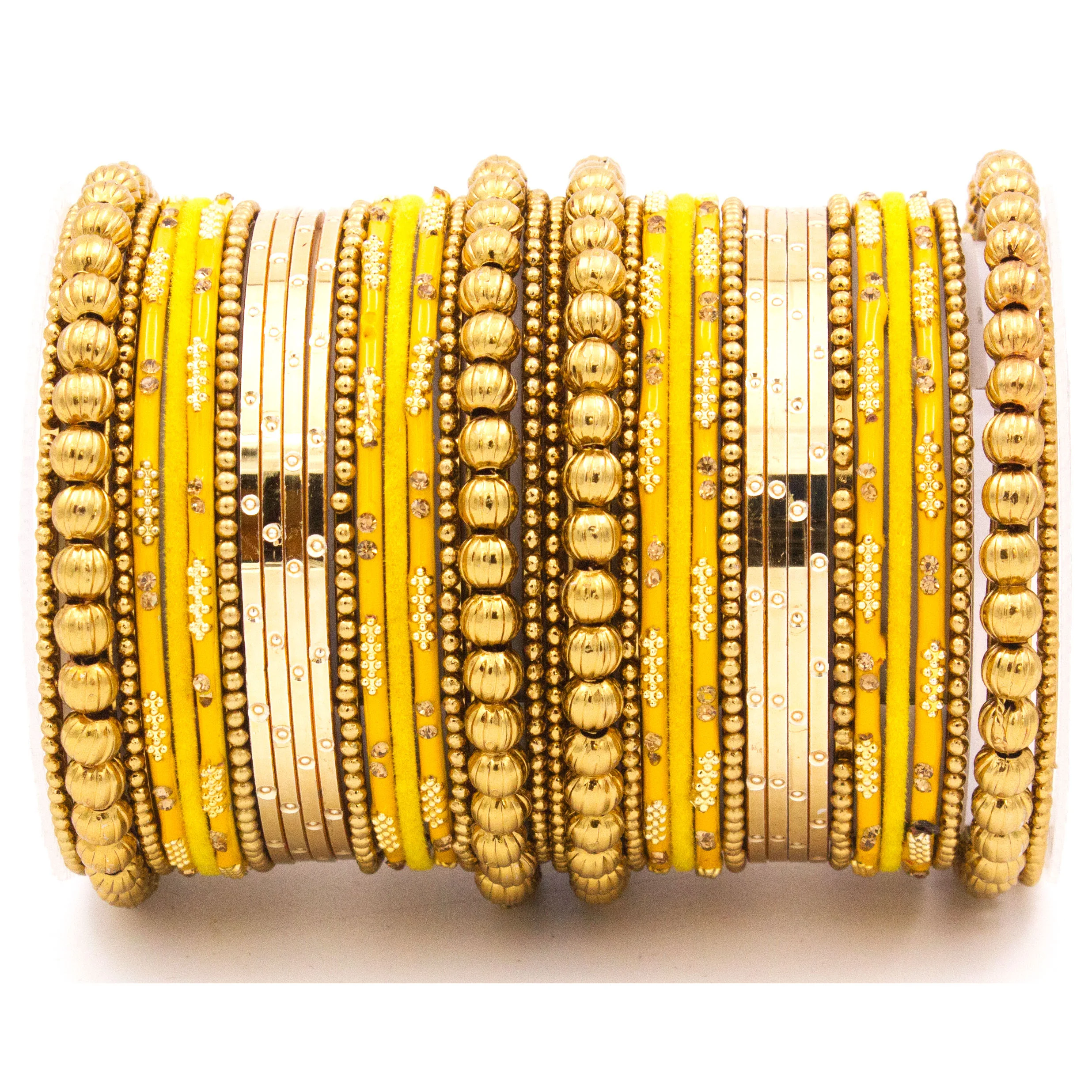 Traditional bangle set for two hands with velvet and meenakari bangles by Leshya - Image 11