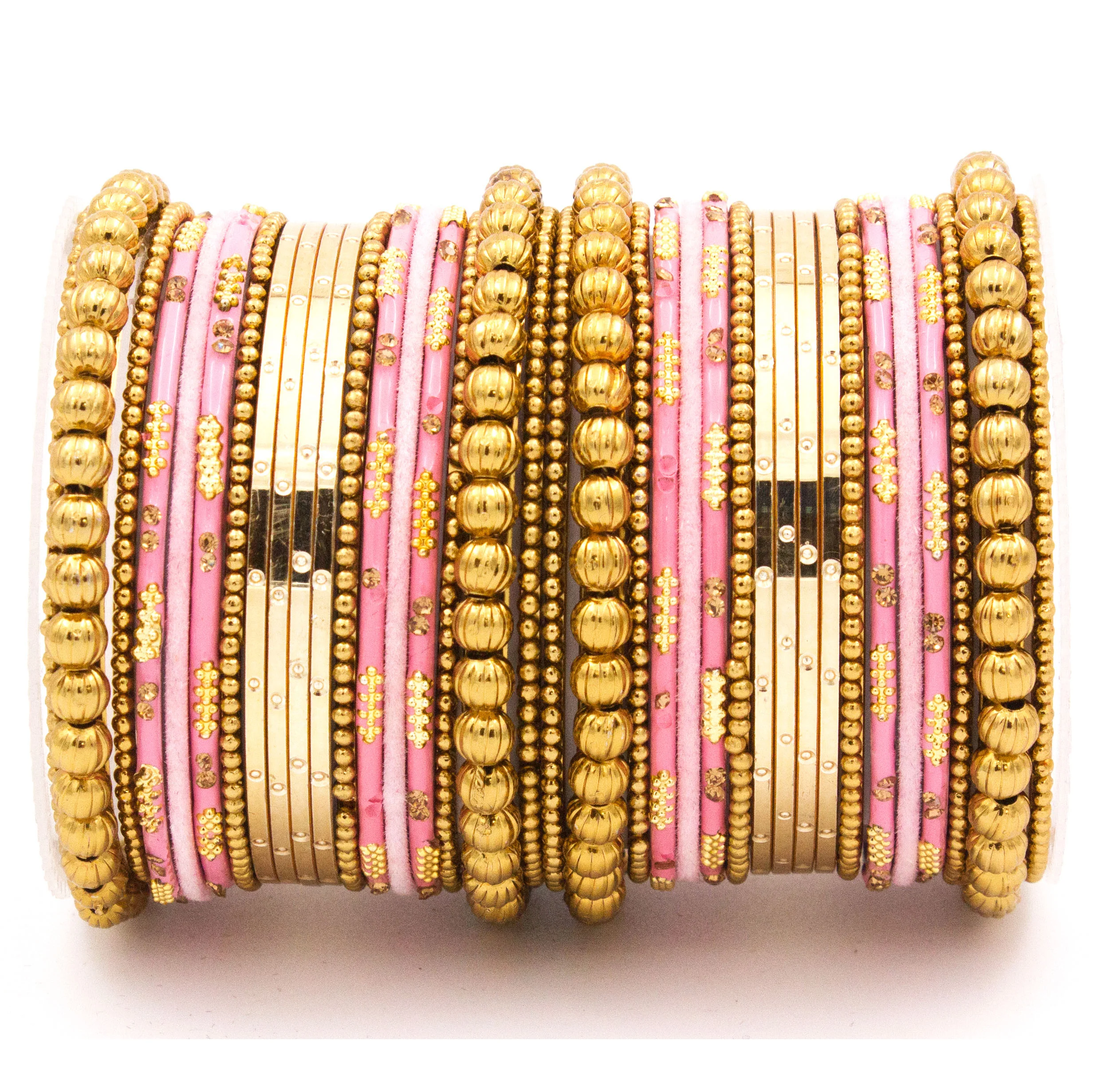 Traditional bangle set for two hands with velvet and meenakari bangles by Leshya - Image 2