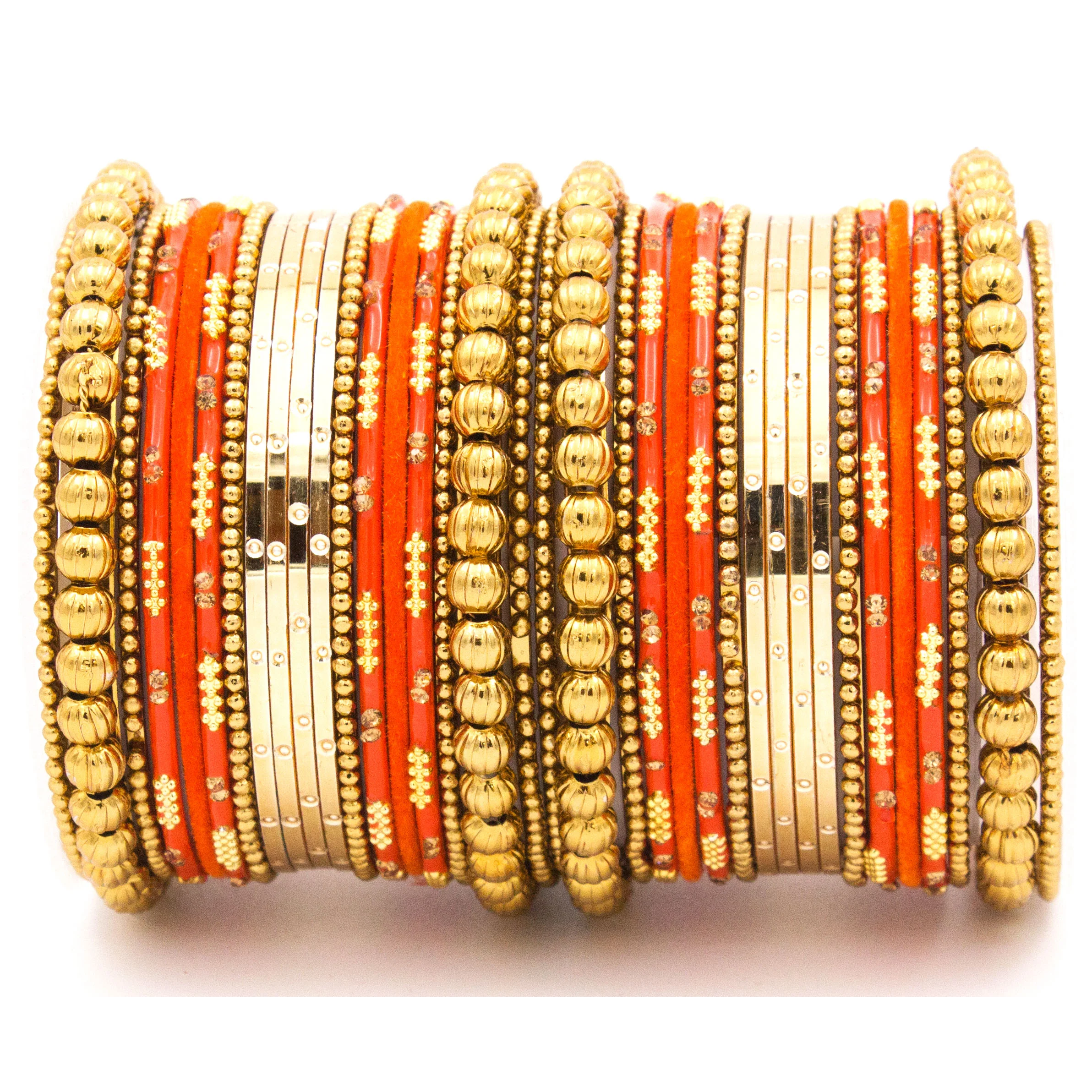 Traditional bangle set for two hands with velvet and meenakari bangles by Leshya - Image 6