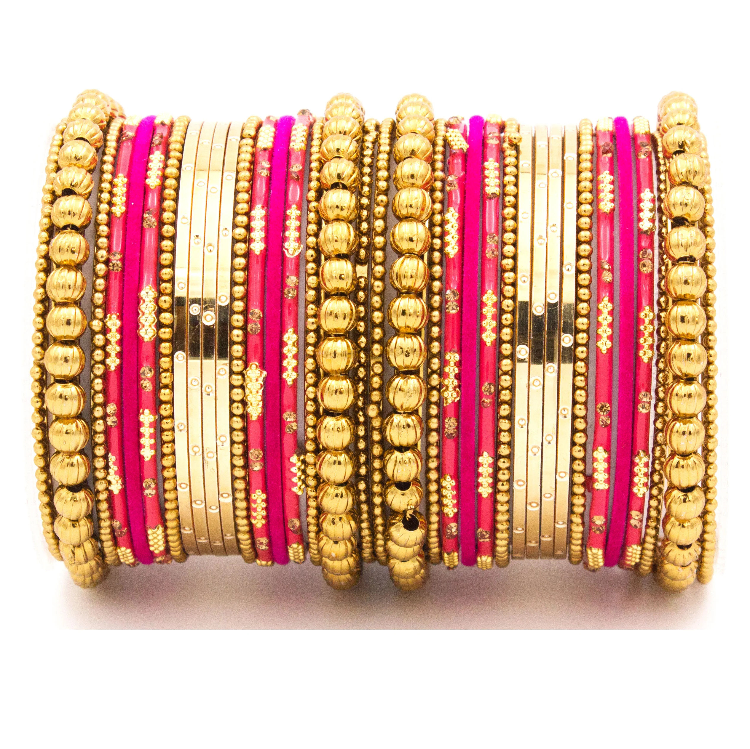 Traditional bangle set for two hands with velvet and meenakari bangles by Leshya - Image 9