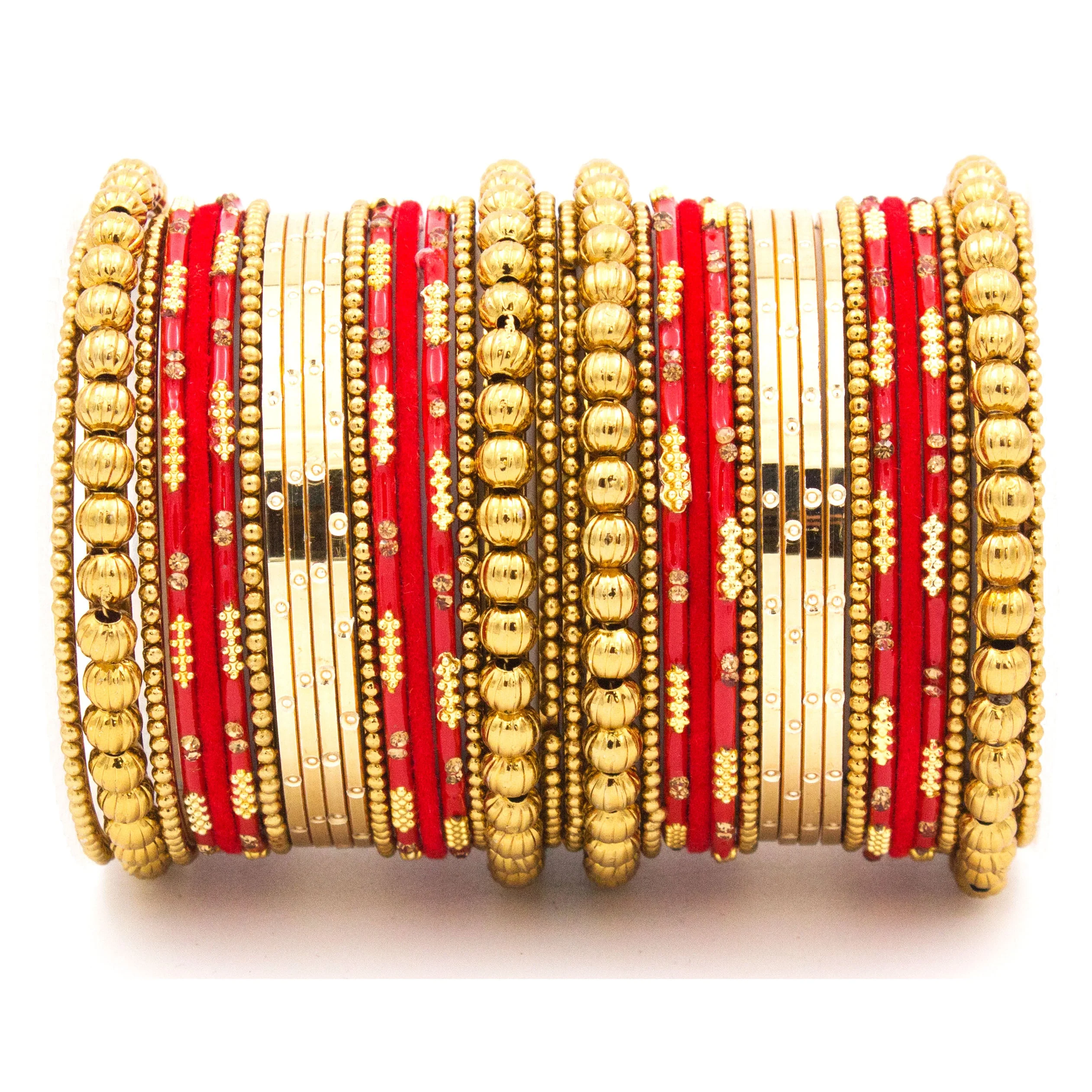 Traditional bangle set for two hands with velvet and meenakari bangles by Leshya - Image 10