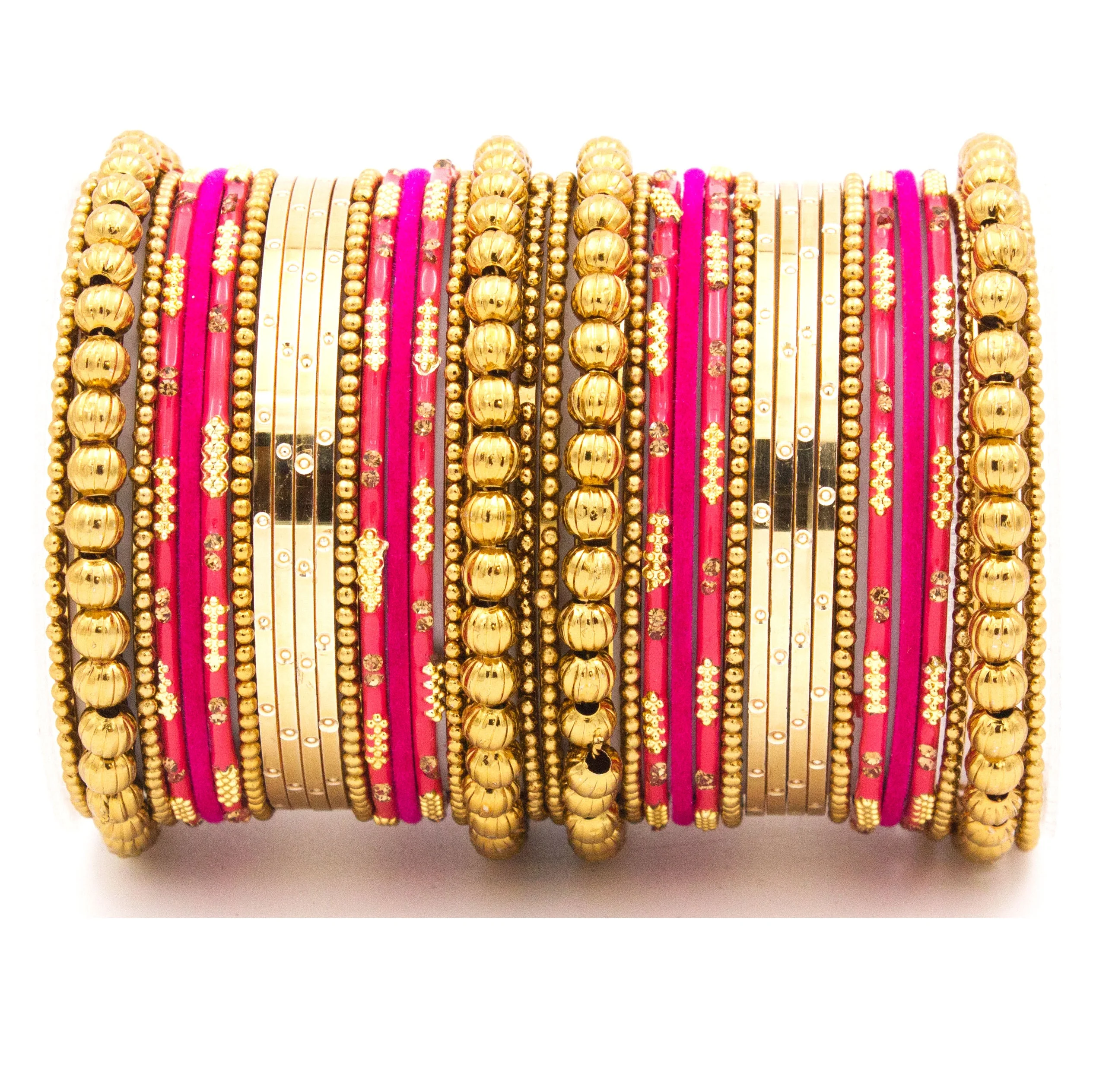 Traditional bangle set for two hands with velvet and meenakari bangles by Leshya - Image 2