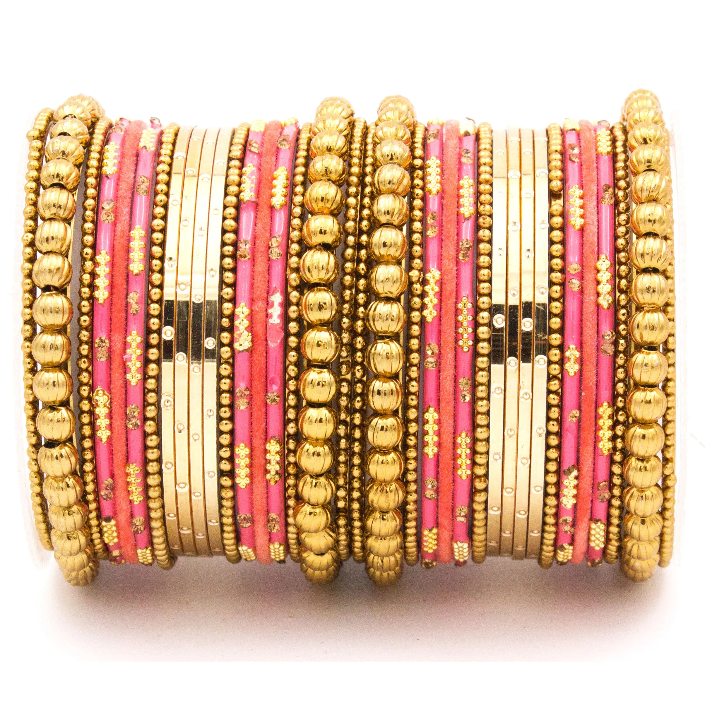 Traditional bangle set for two hands with velvet and meenakari bangles by Leshya - Image 3
