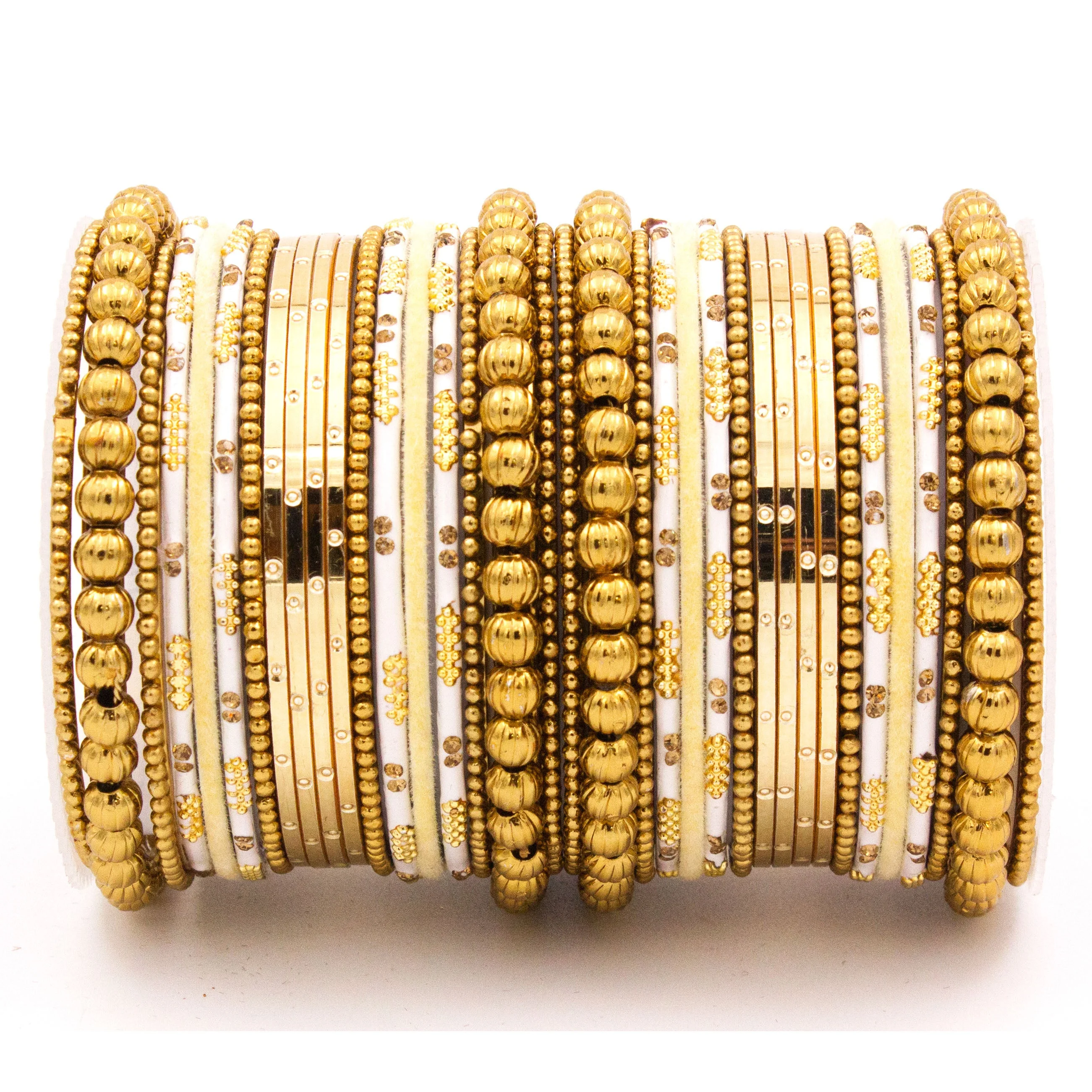 Traditional bangle set for two hands with velvet and meenakari bangles by Leshya - Image 4