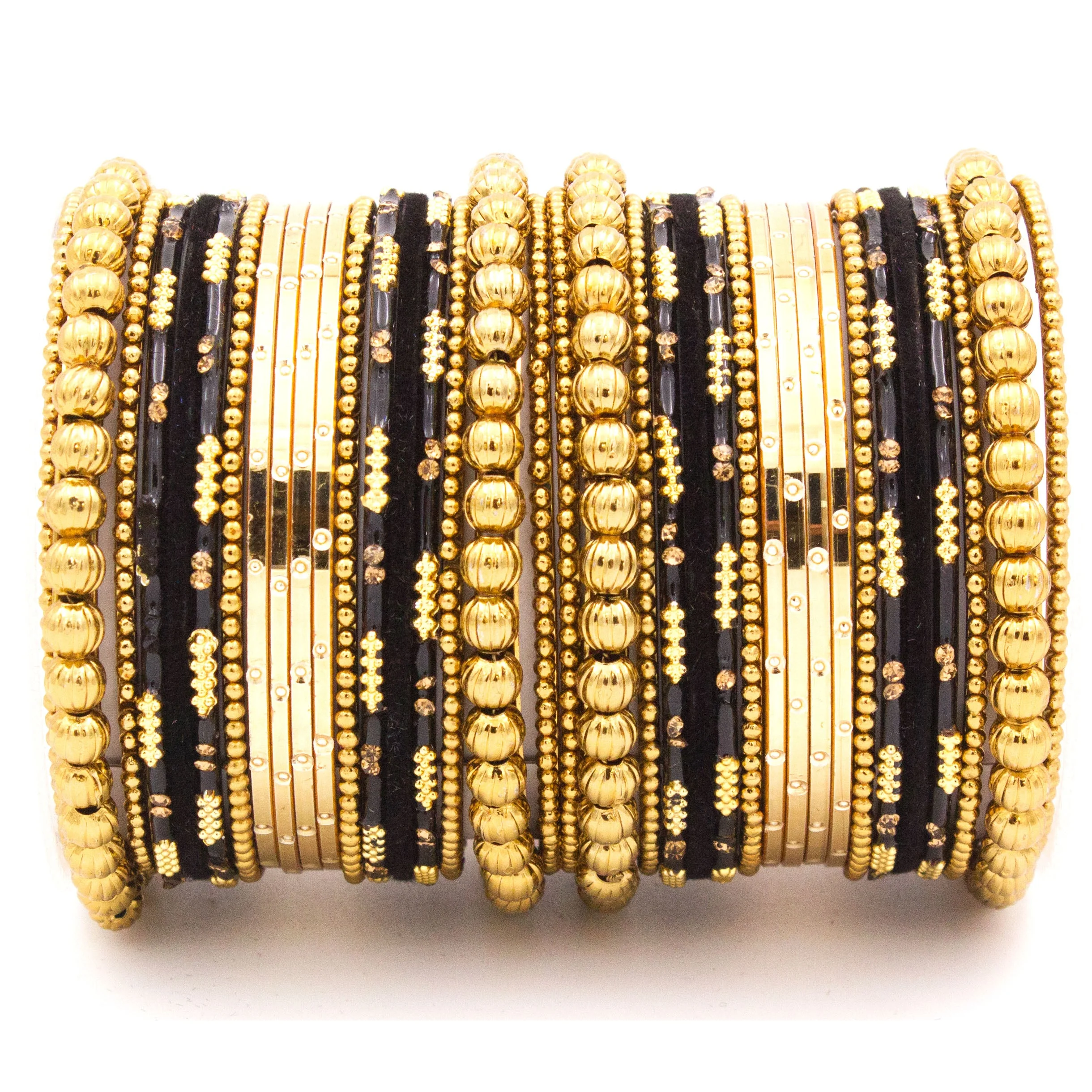 Traditional bangle set for two hands with velvet and meenakari bangles by Leshya - Image 5