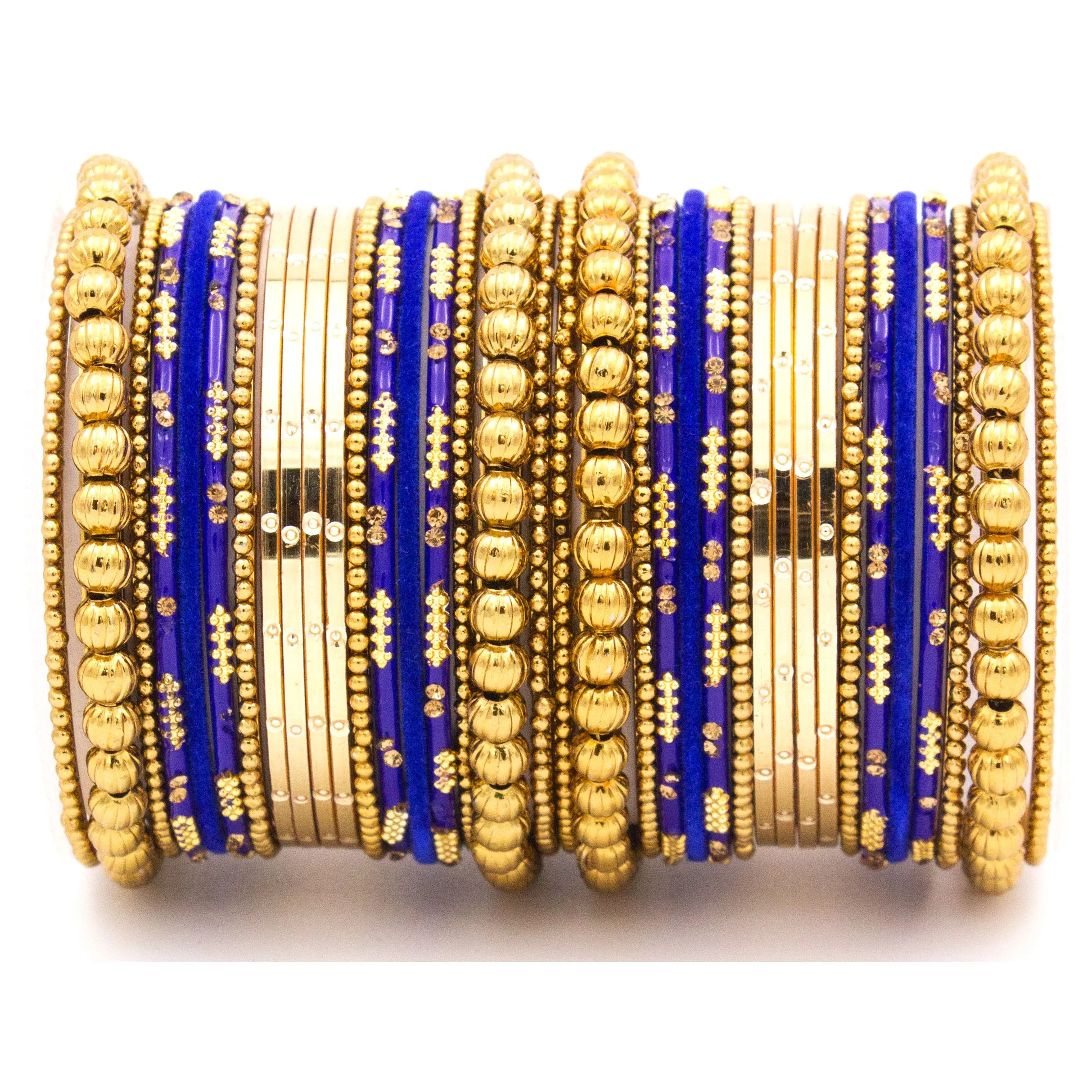 Traditional bangle set for two hands with velvet and meenakari bangles by Leshya - Image 6