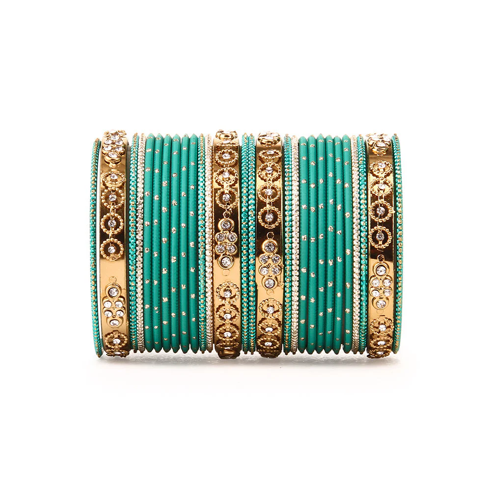 Traditional Bangle Set With Golden Dotted Bangles - Image 10