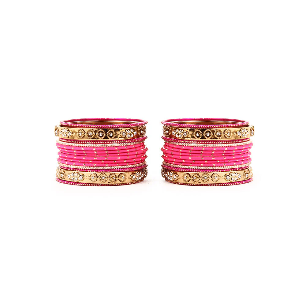 Traditional Bangle Set With Golden Dotted Bangles - Image 4