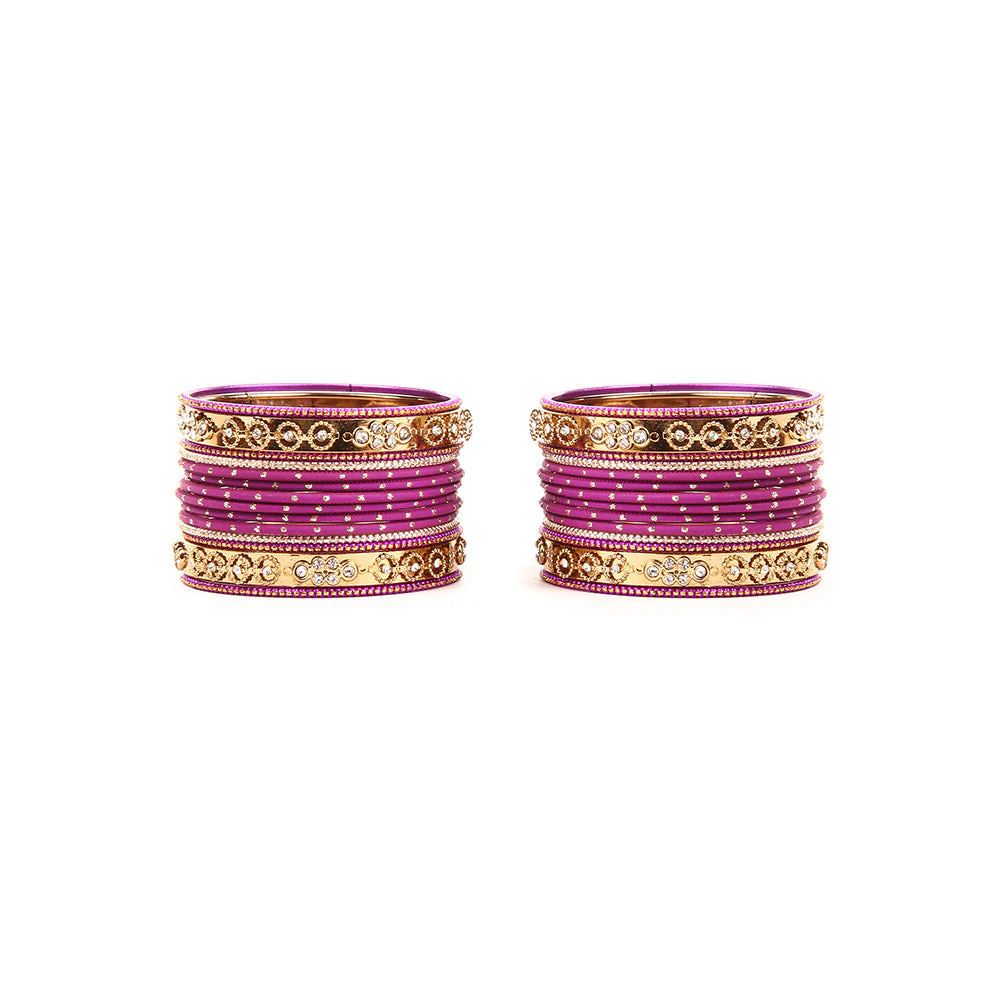 Traditional Bangle Set With Golden Dotted Bangles - Image 7