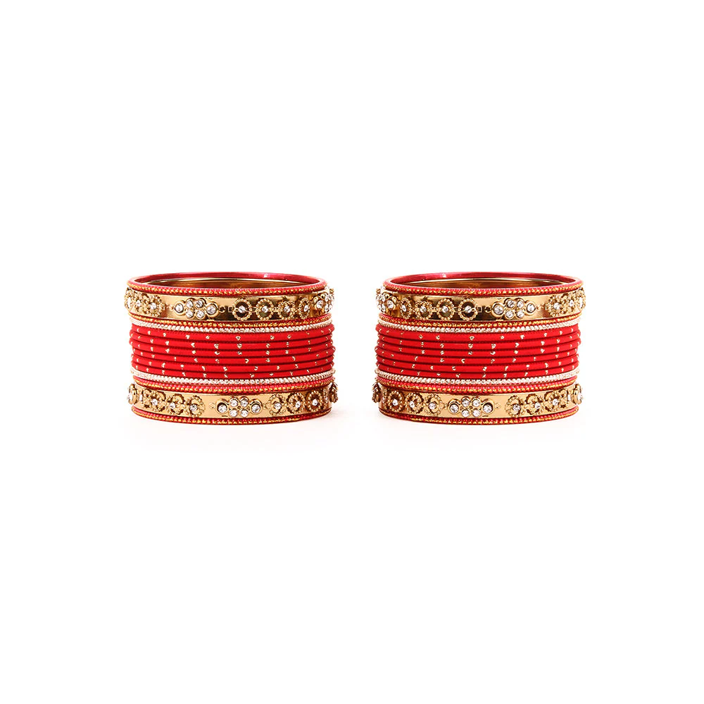 Traditional Bangle Set With Golden Dotted Bangles - Image 15
