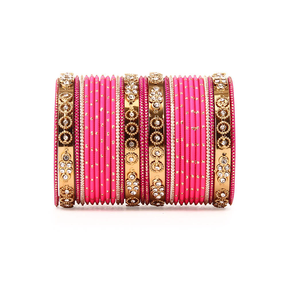 Traditional Bangle Set With Golden Dotted Bangles - Image 5