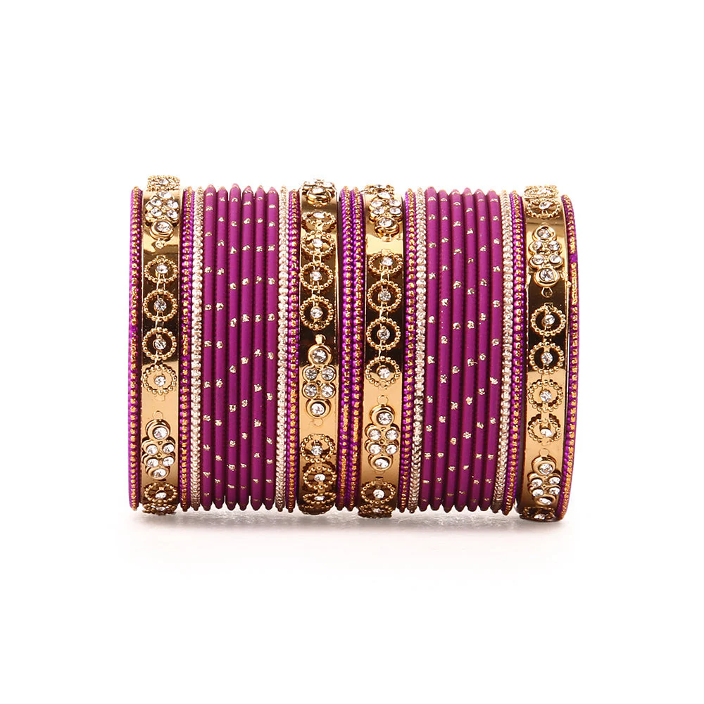 Traditional Bangle Set With Golden Dotted Bangles - Image 8