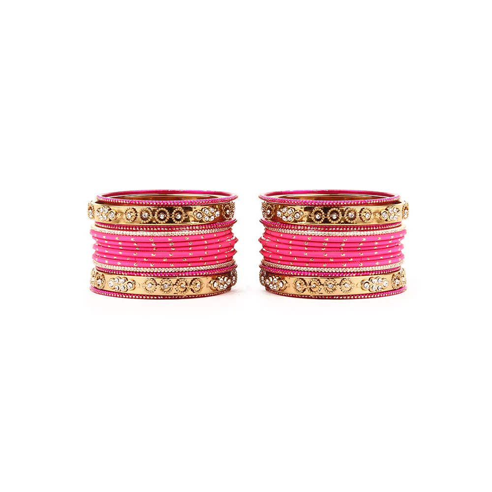 Traditional Bangle Set With Golden Dotted Bangles - Image 2