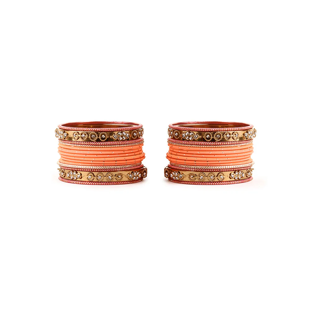 Traditional Bangle Set With Golden Dotted Bangles - Image 15