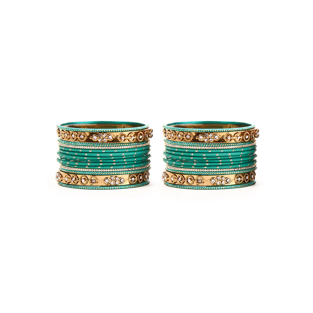 Traditional Bangle Set With Golden Dotted Bangles - Image 11