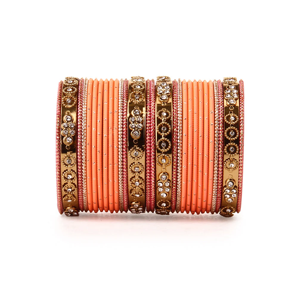 Traditional Bangle Set With Golden Dotted Bangles - Image 12