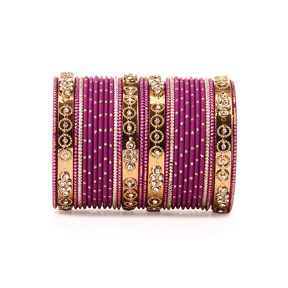 Traditional Bangle Set With Golden Dotted Bangles - Image 4