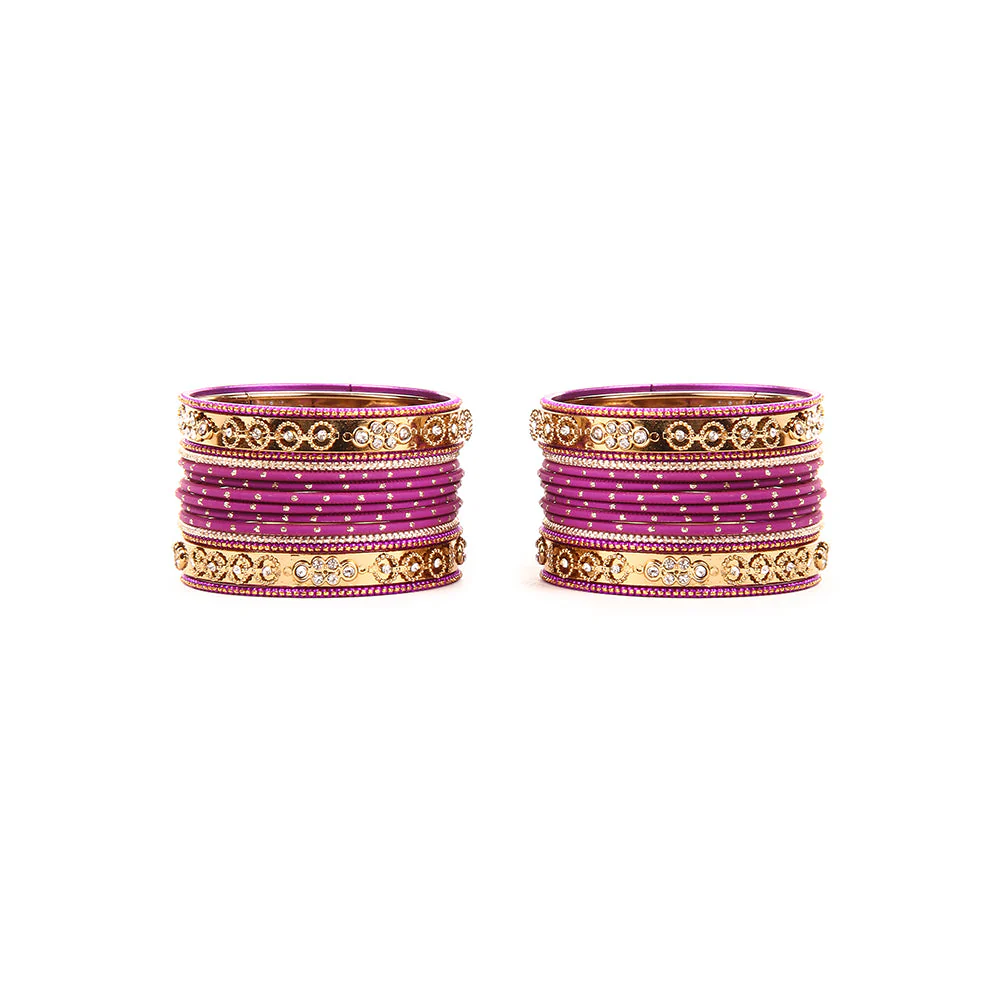 Traditional Bangle Set With Golden Dotted Bangles - Image 5
