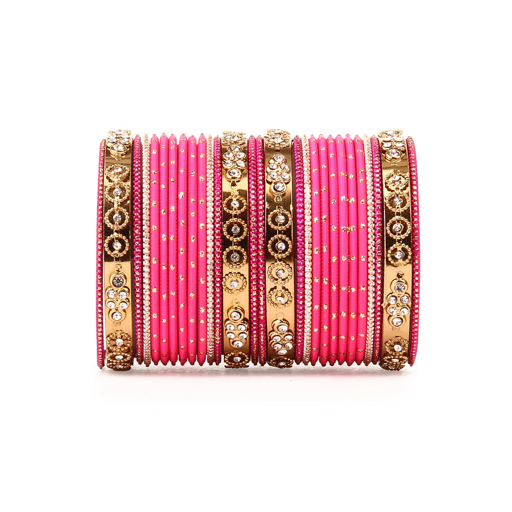 Traditional Bangle Set With Golden Dotted Bangles - Image 6