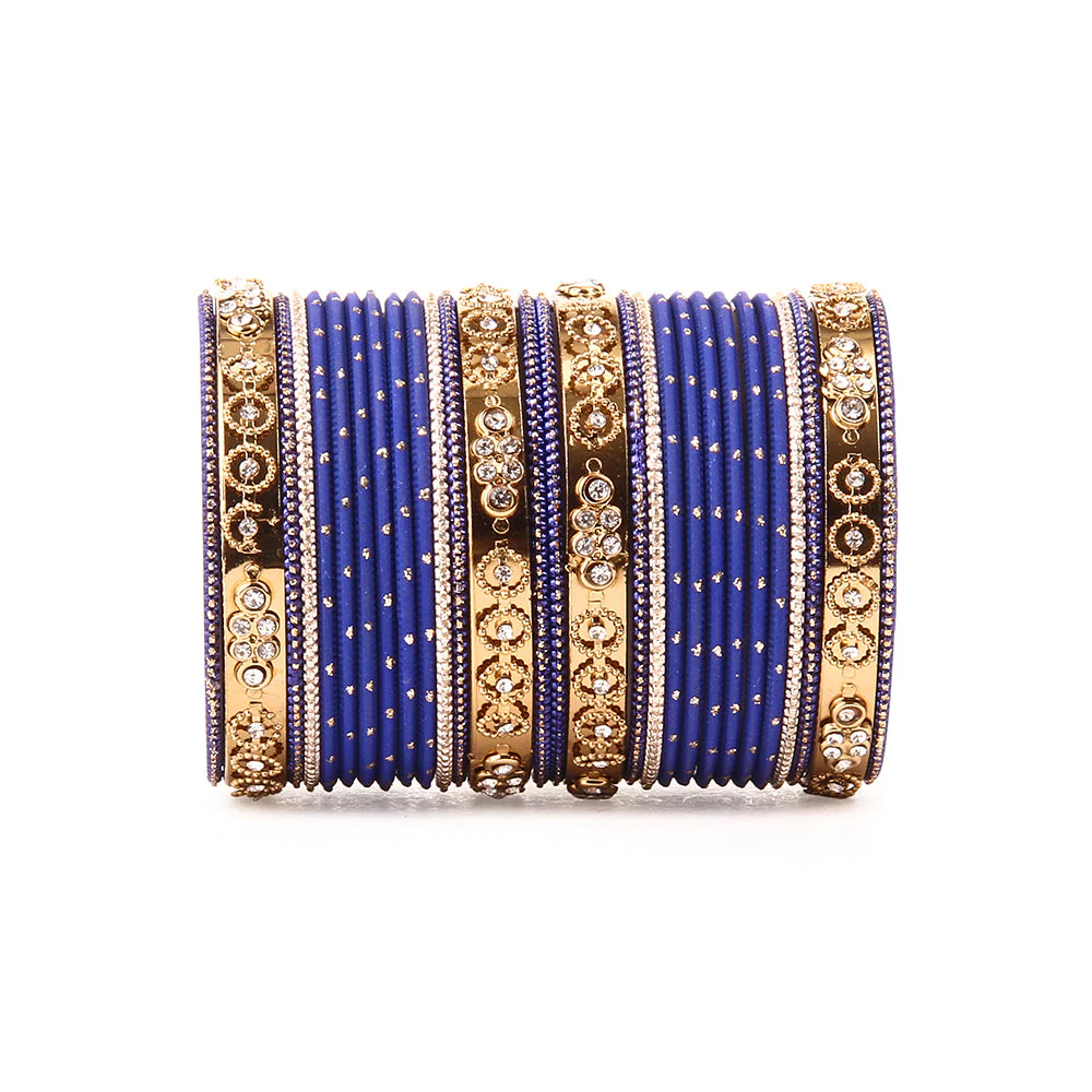 Traditional Bangle Set With Golden Dotted Bangles - Image 8