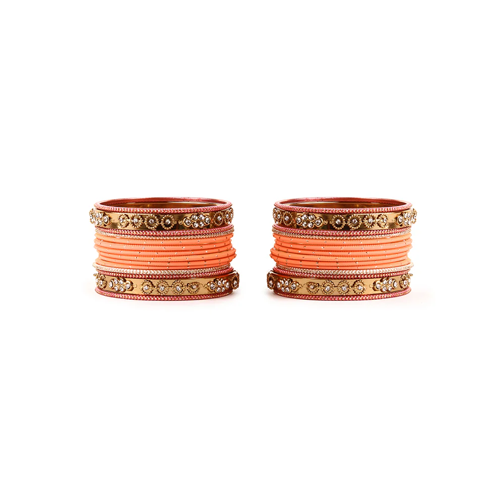Traditional Bangle Set With Golden Dotted Bangles - Image 13
