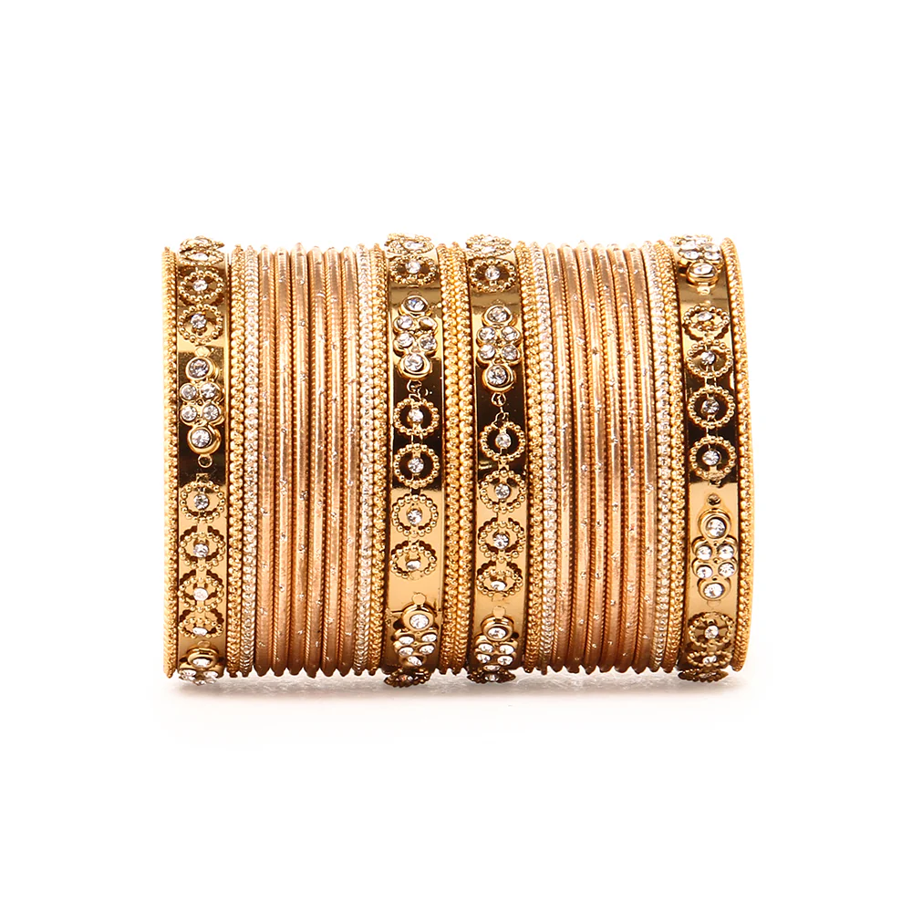 Traditional Bangle Set With Golden Dotted Bangles - Image 8