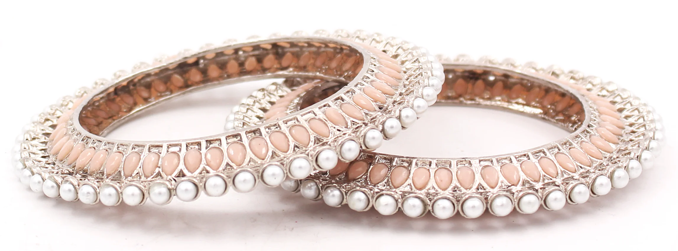 Traditional Bracelet Pair with Running kundan stone and Pearl Centre - Image 10